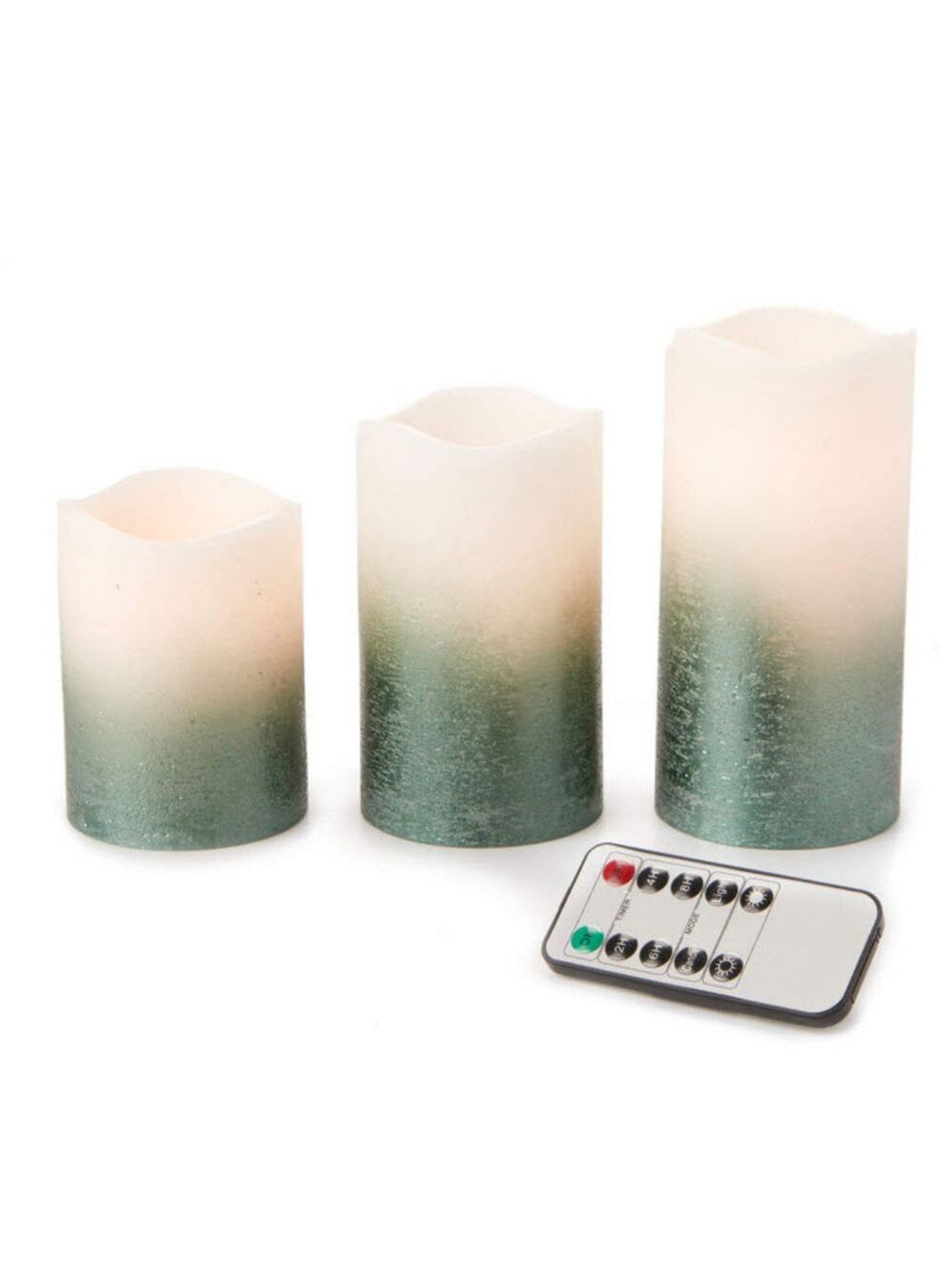 Green & White Ombré Flameless LED Candles with Rem - Picture 1 of 1